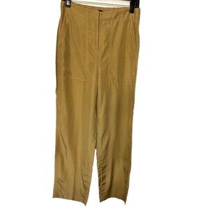 J Crew Womens 6 Straight Leg Hi Rise Linen Blend Satin Surplus Pockets Pants